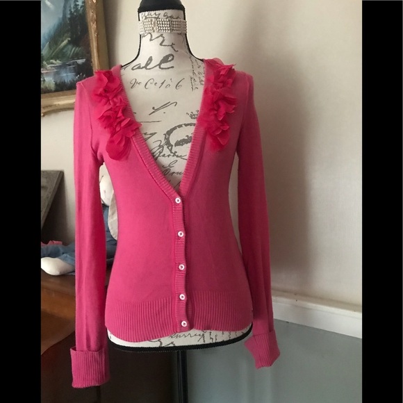 🩷 Hollister Pink Flower Long Sleeve Cardigan M‼️FINAL SALE - Picture 5 of 7
